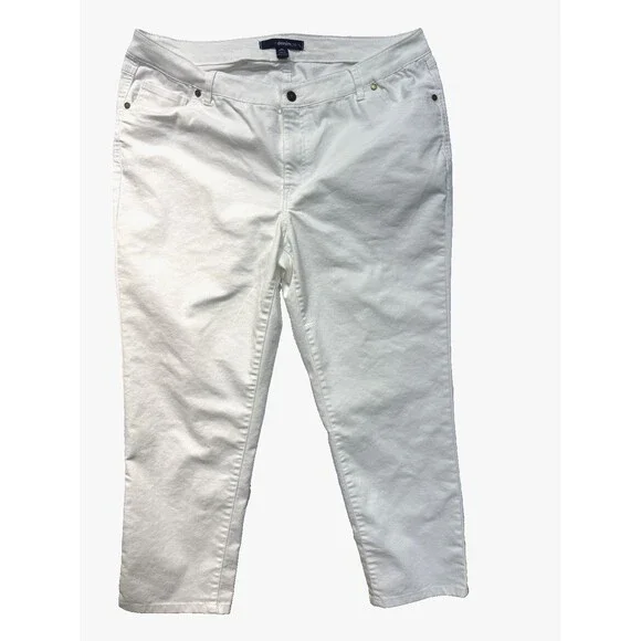 Denim 24/7 White Straight Leg Jeans 18W Plus NWOT Cotton Stretch High Rise - Picture 1 of 6